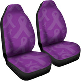 Purple Cancer Awareness Ribbon Print Universal Fit Car Seat Covers 102422