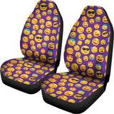 Purple Emoji Pattern Print Universal Fit Car Seat Covers 102422