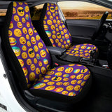 Purple Emoji Pattern Print Universal Fit Car Seat Covers 102422