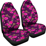 Purple Floral Flower Pattern Print Universal Fit Car Seat Covers 102422