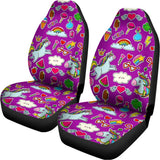 Purple Girly Unicorn Pattern Print Universal Fit Car Seat Covers 102422