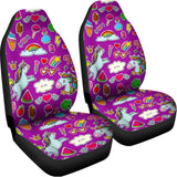 Purple Girly Unicorn Pattern Print Universal Fit Car Seat Covers 102422