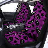 Purple Halloween Coffin Pattern Print Universal Fit Car Seat Covers 102422