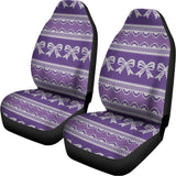 Purple Ribbon Knitted Pattern Print Universal Fit Car Seat Covers 102422