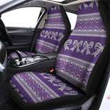 Purple Ribbon Knitted Pattern Print Universal Fit Car Seat Covers 102422