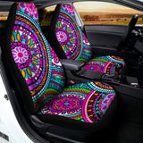Purple Teal Circle Mandala Print Universal Fit Car Seat Covers 102422