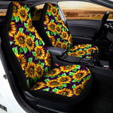 Purple Trippy Sunflower Pattern Print Universal Fit Car Seat Covers 102422