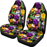 Purple Tropical Skull Pattern Print Universal Fit Car Seat Covers 102422
