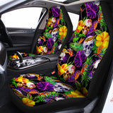 Purple Tropical Skull Pattern Print Universal Fit Car Seat Covers 102422