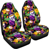 Purple Tropical Skull Pattern Print Universal Fit Car Seat Covers 102422
