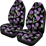 Purple Watercolor Tulip Pattern Print Universal Fit Car Seat Covers 102422