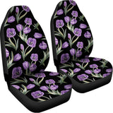Purple Watercolor Tulip Pattern Print Universal Fit Car Seat Covers 102422