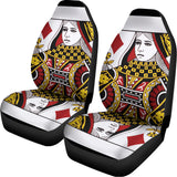 Queen Of Diamonds Playing Card Print Universal Fit Car Seat Covers 102422