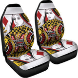 Queen Of Diamonds Playing Card Print Universal Fit Car Seat Covers 102422