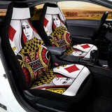 Queen Of Diamonds Playing Card Print Universal Fit Car Seat Covers 102422