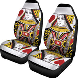 Queen Of Hearts Playing Card Print Universal Fit Car Seat Covers 102422