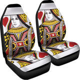 Queen Of Hearts Playing Card Print Universal Fit Car Seat Covers 102422
