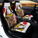 Queen Of Hearts Playing Card Print Universal Fit Car Seat Covers 102422