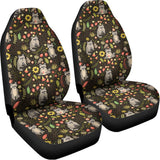 Raccoon And Floral Pattern Print Universal Fit Car Seat Covers 102422
