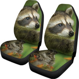 Raccoon And Flower Print Universal Fit Car Seat Covers 102422