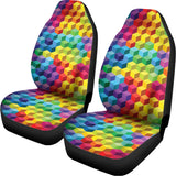 Rainbow Cubes Pattern Print Universal Fit Car Seat Covers 102422