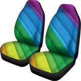 Rainbow Diagonal Lines Pattern Print Universal Fit Car Seat Covers 102422