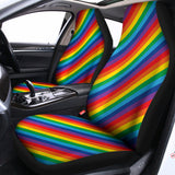 Rainbow Diagonal Striped Pattern Print Universal Fit Car Seat Covers 102422