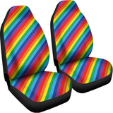 Rainbow Diagonal Striped Pattern Print Universal Fit Car Seat Covers 102422