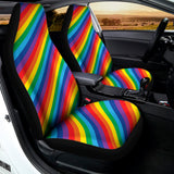 Rainbow Diagonal Striped Pattern Print Universal Fit Car Seat Covers 102422
