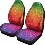 Rainbow (NOT Real) Glitter Artwork Print Universal Fit Car Seat Covers 102422