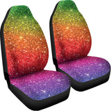 Rainbow (NOT Real) Glitter Artwork Print Universal Fit Car Seat Covers 102422