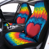 Rainbow Heart Tie Dye Print Universal Fit Car Seat Covers 102422