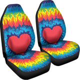 Rainbow Heart Tie Dye Print Universal Fit Car Seat Covers 102422