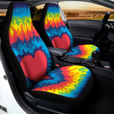 Rainbow Heart Tie Dye Print Universal Fit Car Seat Covers 102422