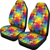 Rainbow Houndstooth Pattern Print Universal Fit Car Seat Covers 102422