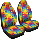 Rainbow Houndstooth Pattern Print Universal Fit Car Seat Covers 102422