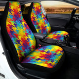 Rainbow Houndstooth Pattern Print Universal Fit Car Seat Covers 102422