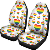 Rainbow LGBT Heart Pattern Print Universal Fit Car Seat Covers 102422