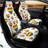 Rainbow LGBT Heart Pattern Print Universal Fit Car Seat Covers 102422