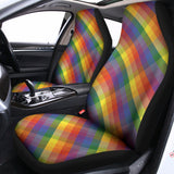 Rainbow LGBT Plaid Pattern Print Universal Fit Car Seat Covers 102422