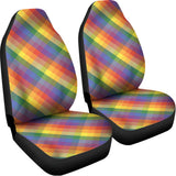 Rainbow LGBT Plaid Pattern Print Universal Fit Car Seat Covers 102422