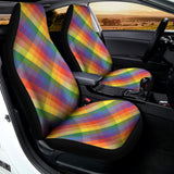Rainbow LGBT Plaid Pattern Print Universal Fit Car Seat Covers 102422