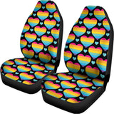 Rainbow LGBT Pride Heart Pattern Print Universal Fit Car Seat Covers 102422