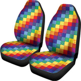 Rainbow Patchwork Pattern Print Universal Fit Car Seat Covers 102422