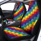 Rainbow Patchwork Pattern Print Universal Fit Car Seat Covers 102422