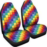 Rainbow Patchwork Pattern Print Universal Fit Car Seat Covers 102422
