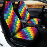 Rainbow Patchwork Pattern Print Universal Fit Car Seat Covers 102422