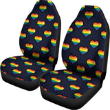 Rainbow Pixel 8-Bit LGBT Pride Heart Universal Fit Car Seat Covers 102422
