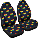 Rainbow Pixel 8-Bit LGBT Pride Heart Universal Fit Car Seat Covers 102422