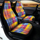 Rainbow Plaid Pattern Print Universal Fit Car Seat Covers 102422